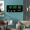 Miniatyrbillede 1 af 3: Luminous Digital Vægur Alarm Timelig Klokkespil Temperatur Dato Kalender Bordur Elektronisk Led Ur Dekoration med Stik-Perfet Blue