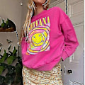 Miniatyrbillede 1 af 2: Nirvana Smiley Face Crewneck Sweatshirt Heliconia Farve Nirvana Sweatshirt Gave-Perfekt Pink XL