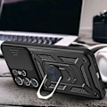 Miniatyrbillede 3 af 5: Armor Stødsikkert Magnetisk Ring Stand Holder Cover til Samsung Galaxy S24 S23 S22 S21 Ultra S24 Plus S20FE Note 20 10 Linsebeskyttelse - Perfekt Black For Galaxy S10 Plus