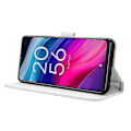 Miniatyrbillede 3 af 5: Kompatibel med TCL 505 T509K T5094 Etui Diamanttekstur PU Læder Kort Slots Stand Telefon Cover - Perfekt White