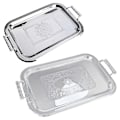 Miniatyrbilde 2 av 5: Nordisk Serveringsbrett i Rustfritt Stål med Håndtak Elegant Rektangulært Kaffebar Mat Holder Dessert Display Plate Dekor-Perfekt Silver L