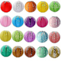 Pikkukuva 5 / 5: 12 kpl Paper Lanterns - Moniväriset pyöreät paperilyhdyt juhliin ja vuosipäiville, 4 kokoa - Perfet Red