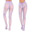 Miniatyrbilde 1 av 5: Dame Gjennomsiktig Glatt Elastisk Strømpebukse med Glidelås i Skrittet Tights Bukser Strømper-Perfet light purple L