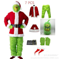 Miniatyrbillede 4 af 5: 7 dele Grinch Kostume Julecosplay Voksen Julemand Kostume Outfits Sæt + Maske A-Perfet C M
