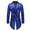 Miniatyrbillede 1 af 5: Sliktaa Herre Sequin Svalehalefrakke Jakke Fest Show Tux Kjole Frakke - Perfekt Blue 3XL
