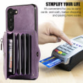 Miniatyrbillede 5 af 6: Anti-støv Pu læder+tpu telefon cover til Samsung Galaxy S23 Rfid blokerende kort cover Kickstand Cover - Perfet Purple