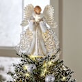 Miniatyrbilde 3 av 5: Engle Topp til Juletreet med Hvite Fjærvinger, Juletrtopppynt med LED-lys, Feriepynt - Perfekt B