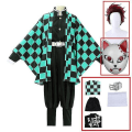 Miniatyrbillede 2 af 6: Demon Slayer Kimetsu No Yaiba Tanjirou Kamado Cosplay Kostume Kimono Jul Anime Uniform sæt til voksne børn - Perfet 7 piece set 120