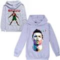Miniatyrbild 1 av 3: Cristiano Ronaldo Hoodie VM-tröja Nr 7 Julgåvor Fotbollsstjärna Hoodie Flickor Pojkar Huvtröja Pullover Toppar Barn Tonåringar - Perfekt Gray 3-4years