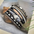 Miniatyrbild 2 av 3: Läder Multilayer Armband Dam Magnetic Closu