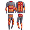 Miniatyrbilde 1 av 5: Vinter Termisk Oppvarmet Jakke 28 Områder Vandringsskjorter Ski Dresser Oppvarmet Klær Oppvarmet Undertøy-Perfekt Men Grey set XXL