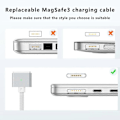 Miniatyrbild 3 av 5: Kompatibel med MacBook 2m 140W Kompatibel med MagSafe 3 Flätad Sladd USB-C till Magnetisk Laddningskabel - Perfet Grey
