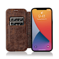 Miniatyrbillede 3 af 5: Kompatibel med iPhone 13 Mini Etui Læder Wallet Flip Telefon Etui - Perfekt Brown