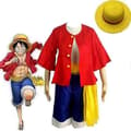 Vuxen D. Luffy Pirat Stråhattar Anime Manga Kostym Maskerad - Perfekt S
