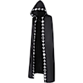 Miniatyrbilde 10 av 10: Unisex månefaser broderi hettekappe Mystisk middelalderrenessanse lang kappe - Perfet black 2XL