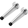 Miniatyrbilde 1 av 5: Dørstoppere, 15 cm lang dørstopper, veggmontering, kraftig solid svart dørstopper børstet rustfritt stål med myke gummistøtfangertupper - Perfekt Silver 5 Inch*2
