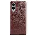 Miniatyrbillede 3 af 4: Kompatibel med R64 Tekstur Vertikal Flip Læder Telefon Cover - Perfekt Brown For Samsung Galaxy S25 Edge 5G