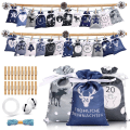 Miniatyrbillede 5 af 11: 24 STK Jule-adventskalender Gaveposer Snørepose Fest D red 24pcs