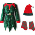 Miniatyrbild 2 av 8: Tjej Pojke Christmas Moose Fancy Dress Xmas Party Cosplay Clothes ed green 130cm
