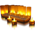 Miniatyrbilde 1 av 5: Pakke med 24 Oppladbare LED-lys Flakkende Flammeløse LED Elektriske Lys med Stativ Ladestasjon, for Jul, Bryllup, Fest (gul) - Perfet