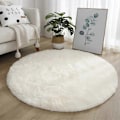 Miniatyrbilde 2 av 5: Plysj Rundt Teppe Matte Fluffy Hvite Tepper for Stue Myk Hjemmeinnredning Soverom Barnerom Dekor Salon Tykk Lug Teppe-Perfet Red 60x60cm