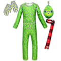 Miniatyrbillede 1 af 4: Grinch Kostume til Drenge - Perfekt til Julefest 9-10 Years