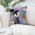 Miniatyrbilde 4 av 5: Picasso putetrekk 45x45 cm brodert bomull og lin sofa puter sett med 4 - Perfekt