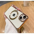 Miniatyrbild 1 av 5: Genomskinligt magnetiskt telefonfodral för iPhone 14 13 12 11 Mini Pro Max Plus med MagSafe-Perfekt Gold iPhone 14 Plus