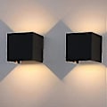 Miniatyrbillede 1 af 5: 2-pak 12W LED væglampe, indendørs/udendørs væglampe, IP65, 1020lm, væglampe med justerbar strålevinkel, varm hvid, sort - Perfet