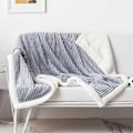 Miniatyrbilde 1 av 5: Magisk Velvet Sherpa-pledd Fleece Teppe Oransje og Hvit Sherpa Myk Plysj Fluffy Varmt Koselig Tykt for Seng Sofa Stol - Perfekt 8 120x200cm