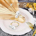 Miniatyrbild 4 av 5: 20-pack Pärl Servett Ringar Set Guld Servett Spännen Metall Semester Servett Ringar Hållare Servett Buck-Perfet