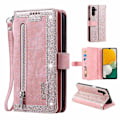 Miniatyrbillede 1 af 5: til Samsung Galaxy A26 5G Etui PU Læder Telefon Cover med Lynlås Pung 9 Kort Slots - Rosaguld - Perfekt Rose Gold