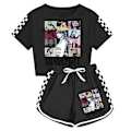 Miniatyrbillede 2 af 3: Taylor Swift The Eras tour Sommer T-shirt toppe Shorts Sæt Børn Piger Pyjamas Loungewear Træningsdragt Sæt-Perfekt Black 9-10 Years
