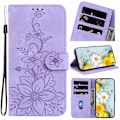 Pikkukuva 1 / 5: Kotelo yhteensopiva Xiaomi Redmi Note 11s:n kanssa, kohokuvioitu Lily-läppälompakko, ensiluokkainen PU-nahkakansi korttipidikkeellä - Perfet Purple