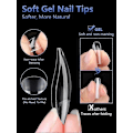 Miniatyrbilde 4 av 5: Korte Mandel-negletips, 504 stk Myke Gel-negletips, Klare Negletips for Akrylnegle Profesjonelle, Full Dekning Mandel-negletips for Negleforlengelse, Falske Round Oval Nails Tips