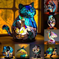 Miniatyrbilde 2 av 5: Dyr Bordlampe Serie Farget Glass Nattlys Retro Bordlampe - Perfekt Lion
