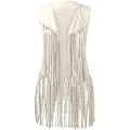 Miniatyrbilde 4 av 4: 70-talls Topper Kompatibel med Kvinne Cowgirl Skjorte Disco Frynser Vest Jakke-Perfet Beige M