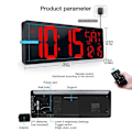 Miniatyrbild 3 av 5: Modern LED Digital Väggklocka med Fjärrkontroll Lättläst Display Lämplig för Seniorer - Perfekt Remote control blue