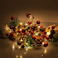 Miniatyrbild 1 av 6: Christmas Pine Cones String Lights Garland Lights 6.5FT 20LEDs, Garland Wreath LED Fairy Lights med röd bärklocka för - Perfet