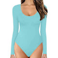 Miniatyrbilde 1 av 4: Langarmet body med rund hals, dobbelt foret for myk komfort, basic topp - perfekt Sky blue L