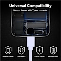 Pikkukuva 5 / 5: Yhteensopiva iPhone 15 -sarjan kanssa 50 cm USB C -lataus Punottu johto USB A - Type-C Kupariydin Latauskaapeli - Valkoinen - Täydellinen Black