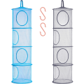 Miniatyrbild 1 av 5: Vikbart hängande Mesh Space Saver Bags Organizer, Fack Hängande gosedjursförvaring för barn, 2-pack (4 våningar-blå och grå)- Perfet