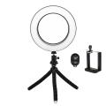 Miniatyrbilde 2 av 5: Selfielampe/ringlys (16 cm) med formbart stativ flerfarget