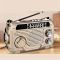 Miniatyrbild 3 av 5: FM AM SW Radio Solarladdning Nödradio Mottagare Handvev Bluetooth 5.2 Stöd TF USB Rand-Perfet Black
