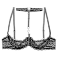 Miniatyrbild 5 av 5: Dam 1/4-kupa bygel-bh halterneck O-ring transparent spets push-up bh underkläder öppen byst bh underkläder-Perfet Black C XL