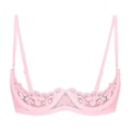 Miniatyrbild 1 av 5: Dam 1/4-kupa bygel-bh halterneck O-ring transparent spets push-up bh underkläder öppen byst bh underkläder-Perfet Pink D 3XL