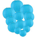 Miniatyrbilde 1 av 4: 12 stk Papirlykter Multifargede Dekorative Runde Papirlykter for Festivalfest Jubileum med 4 Størrelser - Perfekt Sky Blue