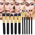 Miniatyrbillede 4 af 5: 10 stk. Makeup Brush Set - Lintfri, Tætte Børstehår, Blød Pudder, Foundation, Contour, Blush, Concealer - Perfekt Gold & White