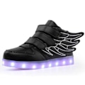 Miniatyrbild 1 av 5: LED Lysande Hi-top Skor med Vinge USB Uppladdningsbara Blinkande Sneakers för Småbarn Barn Pojkar Flickor-Perfekt Black 31