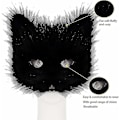 Miniatyrbillede 3 af 5: Falsk Pels Ræv Hale Kat Ulv Cosplay Kostume Sæt Blød Maske Fluffy Poter Handsker Halloween Jul-Perfet Black
